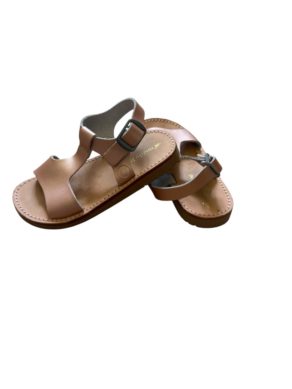 Freshly Picked Shimmery Rose Gold Leather Buckle Sandals for Kids